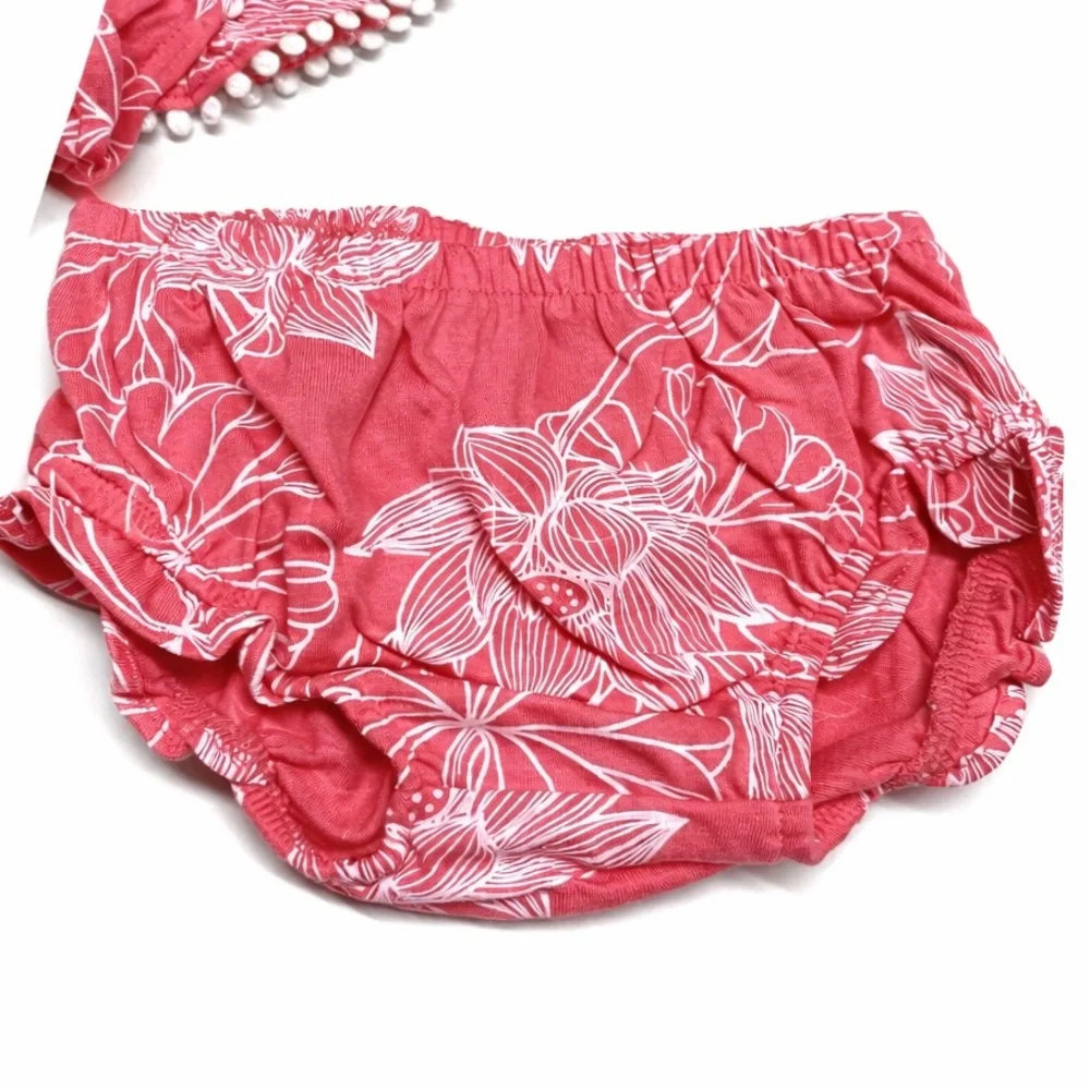 Carter’s Baby Girl Pink Floral 2-Piece Outfit Ruffle Top Bloomers 3M NWT